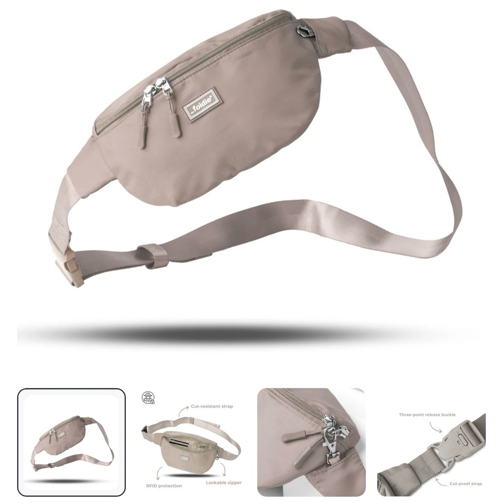 Foldie Beige Anti-Theft Crossbody Bag